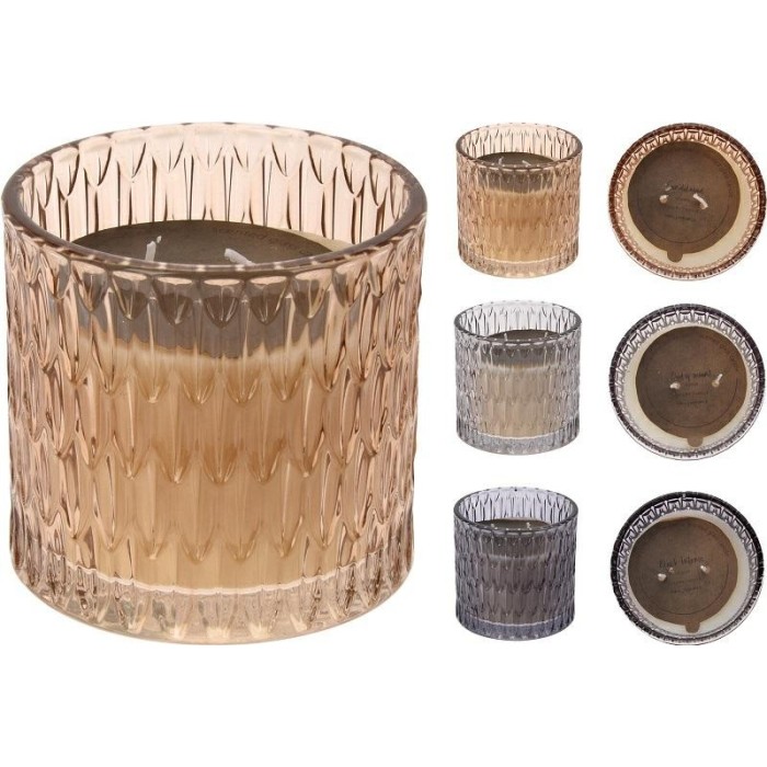 VASO VETRO CON CANDELA 10CM 3ASSORTITE